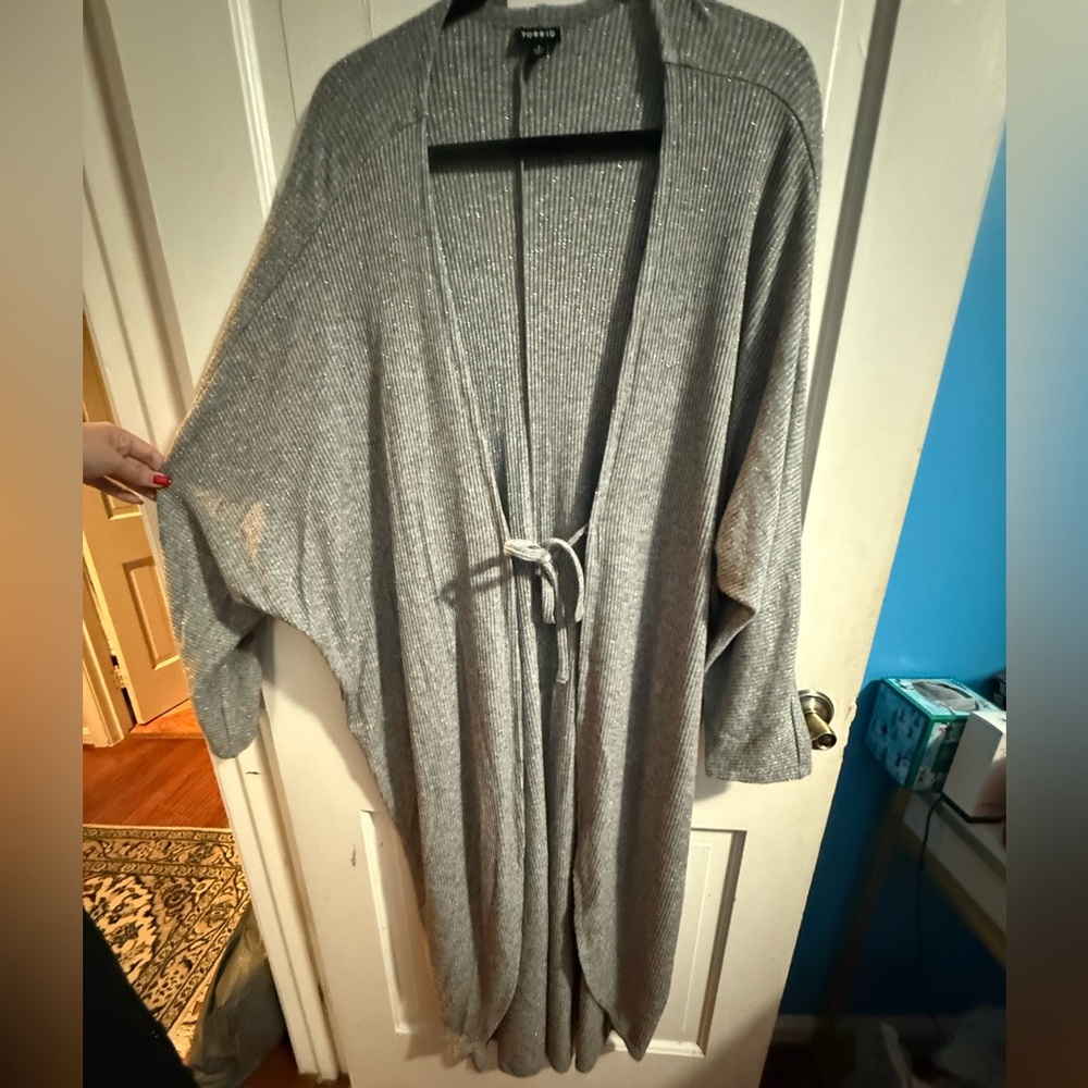 Torrid Silver Ribbed Knit Sweater